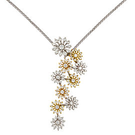 True White & Yellow Gold & 1.19 Cttw Diamonds Pendant Ladies Necklace