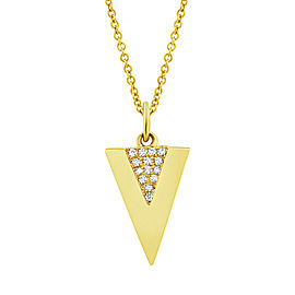 14K Yellow Gold Pave Diamond 0.03cttw Double Triangle Pendant 18 Inch Necklace