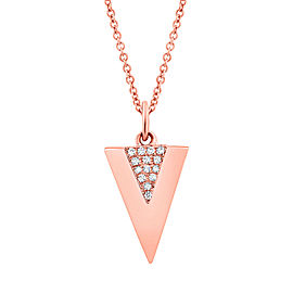 Rachel Koen 14K Rose Gold Diamond Triangle Necklace Sz18 0.03cttw