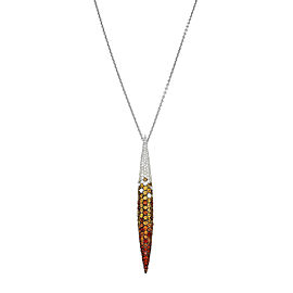 Salavetti White Gold 0.37 Cttw. Diamonds & Orange Sapphire Pendant w. Chain