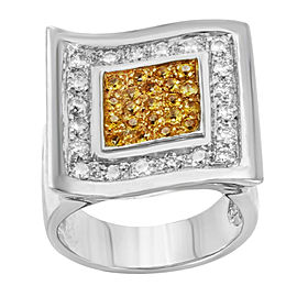 Saya 18k White Gold 0.70 Cttw Two Tone Diamonds Cocktail Ring Sz7.75