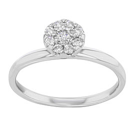 True 18K White Gold Round Cut Diamonds Womens Engagement Ring 0.40 Cttw Size 7.5