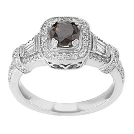 True 14K White Gold Brown Diamond Accented Ladies Engagement Ring 1.84 Cttw