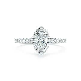 True Marquise Cut Halo Set Diamond Engagement in Platinum 1.59cts