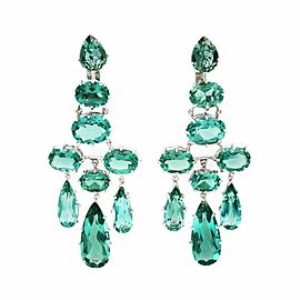 True 14K White Gold Green Quartz 24.82cttw Earrings