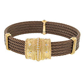 Charriol Celtique Cable 18K Yellow Gold Diamond Ladies Bracelet 0.42 cttw