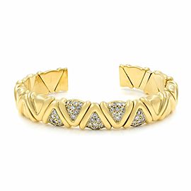 Rachel Koen 18k Yellow Gold Solid Cuff Diamond Bracelet 1.00cts