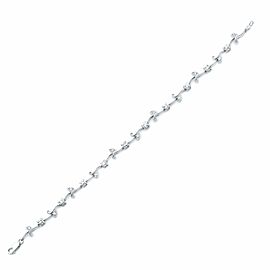 True 14K White Gold Diamond Floral Station Bracelet with Lobster Lock 0.25cts