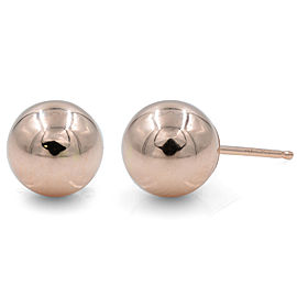 True Rose Gold Round Ball Stud Earrings 14K Gold 10mm