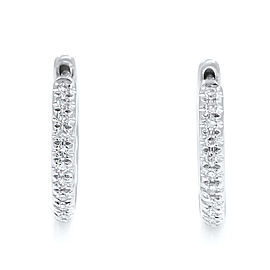 True14K White Gold Diamond Huggie Earrings 10mm 0.07cttw