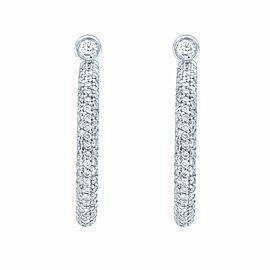 Rachel Koen 18K White Gold Diamond Hoop Earrings 37mm 6.39cts