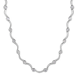 Rachel Koen 18k White Gold Diamond Link Necklace 0.95 cttw