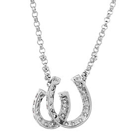 Rachel Koen 14k White Gold Horse Show Diamond 0.20cts Charm Pendant Necklace