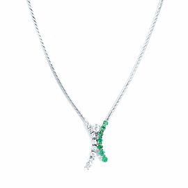 Rachel Koen 14K White Gold Emerald Diamond 0.2cttw Necklace