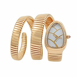 Bulgari 18K Rose Gold Serpenti Diamond Triple Wrap Ladies Watch SPP35G