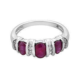 True 14K White Gold Ruby 0.75cttw Diamond 0.17cttw Cocktail Ring SZ7