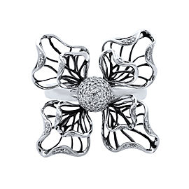 Rachel Koen 18K White Gold 0.35cttw Diamond Flower Cocktail Ring SZ7