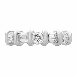 Rachel Koen 14K White Gold 0.66cttw Baguette Round G Si1 Diamond Ring Sz5.5