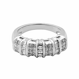 Rachel Koen 14K White Gold 1.00cttw Baguette Princess Cut Diamond Band Sz7