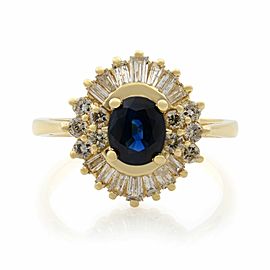 Rachel Koen 14 Yellow Gold Oval Sapphire & Diamonds Engagement Ring Size 7.5