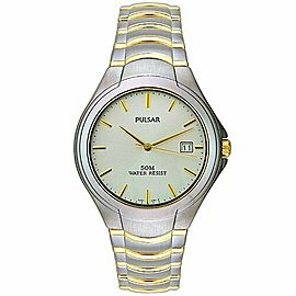 Pulsar Two Tone Stainless Steel Silver Dial Quartz Mens Watch PG8069X