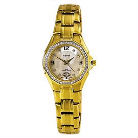 Pulsar Crystals MOP Arabic Dial Gold Tone Steel Quartz Ladies Watch PXT800