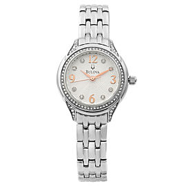 Bulova Crystal Collection Stainless Steel Silver Dial Quartz Ladies Watch 96X125