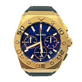 TW Steel Gold Plated CEO Diver Blue Dial Rubber Quartz Mens Watch CE5010