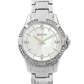 Bulova Crystals Accents Stainless Steel MOP Dial Quartz Womens Watch 96L191