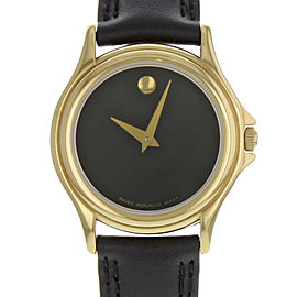 Movado Museum Gold Tone Stainless Steel Black Dial Quartz Ladies Watch 690299