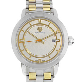 Tory Burch Cream Dial Date Two Tone Steel Quartz Ladies Watch TRB1014