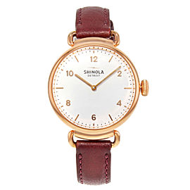 Shinola The Canfield Brown Leather Steel White Dial Ladies Quartz Watch 20018133