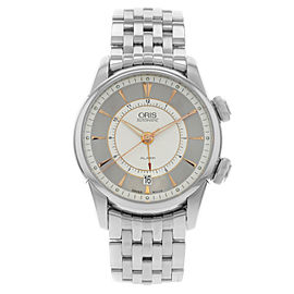 Oris Artelier Alarm Silver Dial Steel Automatic Men Watch 01 908 7607 4051-Set-M