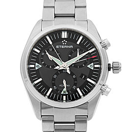 Eterna KonTiki Chronograph Steel Black Grey Quartz Mens Watch 1250.41.41.0217