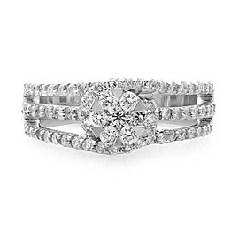 Rachel Koen 18K White Gold Diamond 0.91cttw SI1 G Ladies Ring SZ7.5