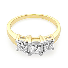 Rachel Koen 14K Yellow Gold Princess Cut Three Stone Engagement Ring 1.00cttw