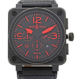 Bell & Ross Aviation Chronograph Steel PVD Red Dial Automatic Watch Br01-94-S