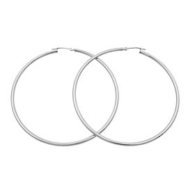 Rachel Koen 14K White Gold Large Hoop Earrings 2.2inch