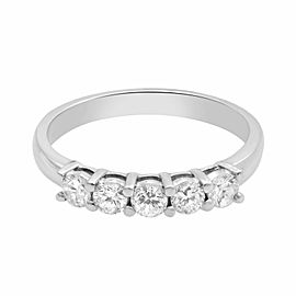 Rachel Koen 14K White Gold Five Stone Shared Prong-Set Diamond Band 0.50cttw