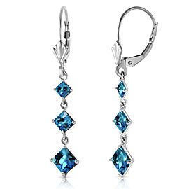 4.79 CTW 14K Solid White Gold For No Reason Blue Topaz Earrings