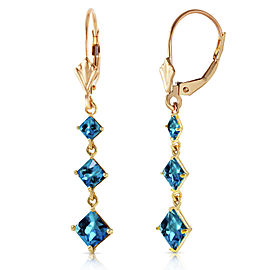 4.79 CTW 14K Solid Gold Giving Blue Topaz Earrings