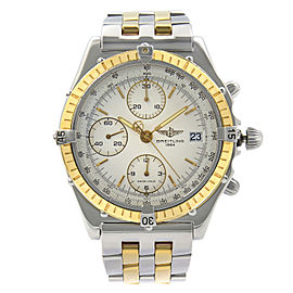 Breitling Chronomat Steel 18K Yellow Gold White Dial Automatic Mens Watch D13047