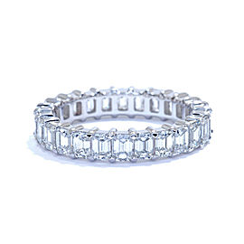 Platinum 3.25cts Eternity Emerald Cut Diamond Anniversary Ladies Ring Band 6.5