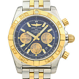 Breitling Chronomat Steel 18K Yellow Gold Black Dial Watch CB011012/B968-357C