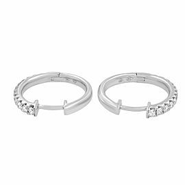 True 18K White Gold 0.58cttw G VS1 Round Cut Diamond Hoop Earrings