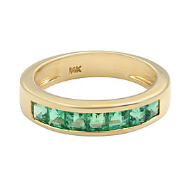 True 14K Yellow Gold Green Emerald Band Ring 0.81cttw Size 6