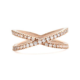 True 14K Rose Gold Diamond Criss Cross Ring Size 7.25 0.54cttw