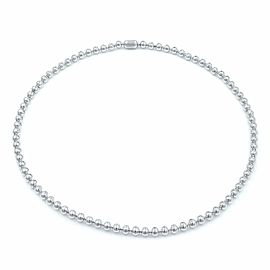 Cartier 18K White Gold Diamond Bead Bezels Ladies Tennis Necklace 4.26Cttw