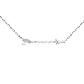 Rachel Koen 14k White Gold Diamond Arrow Necklace 0.10cttw