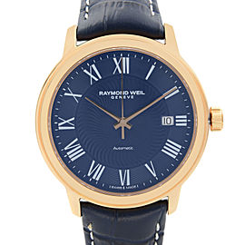 Raymond Weil Maestro Rose Gold PVD Steel Blue Dial Mens Watch 2237-PC5-00508